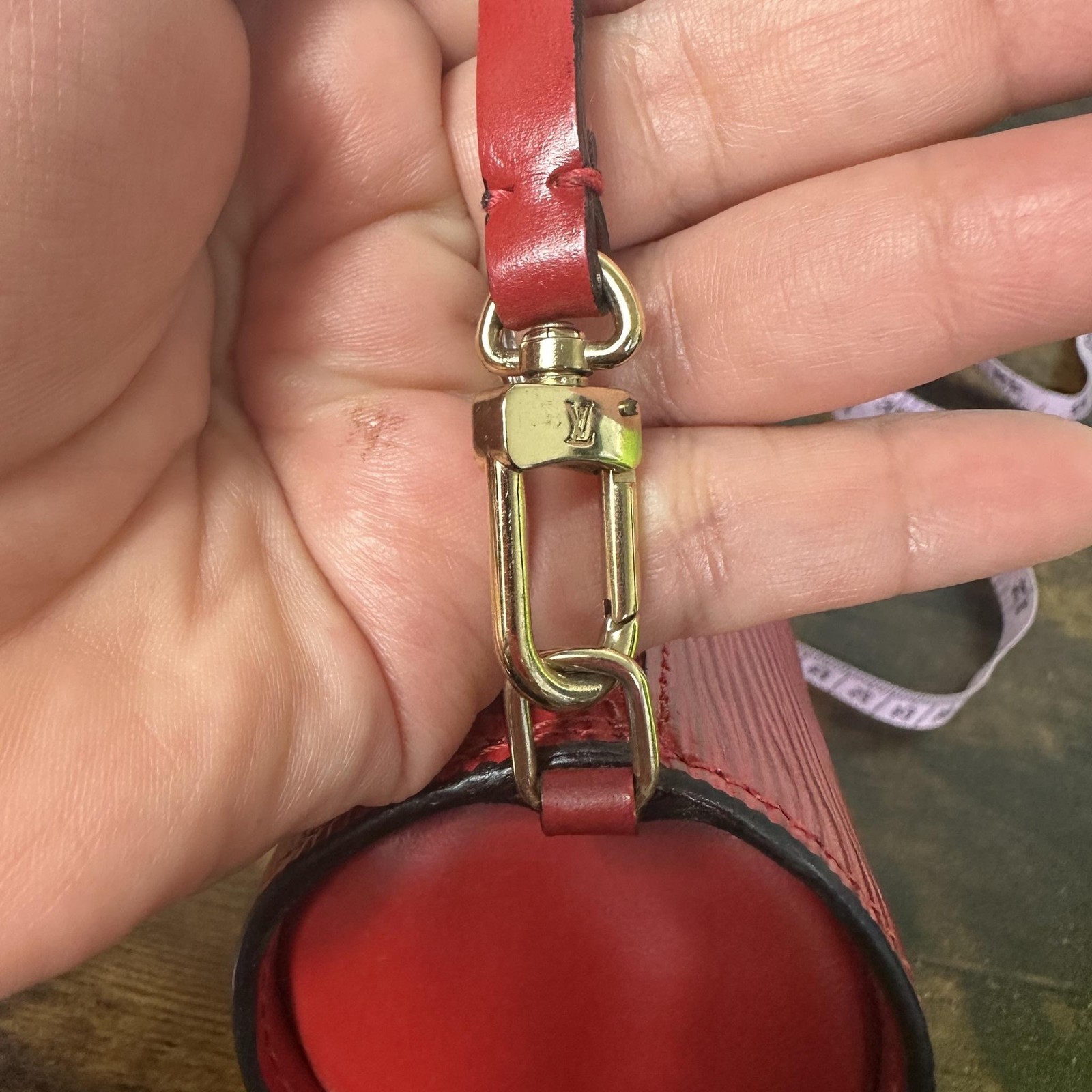 Louis Vuitton Vintage Mini Papillon Shoulder Bag Womens Red Epi Leather France