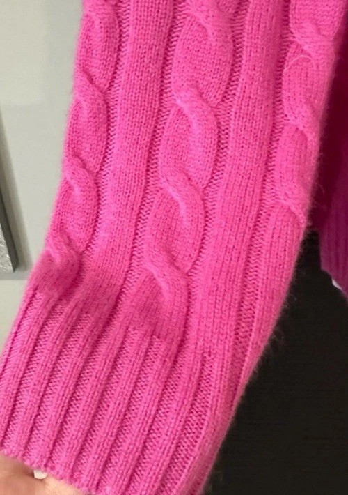 NWD Joie 100% Cashmere Cable Knit Crewneck Sweater Pink Womens Size Large Luxury