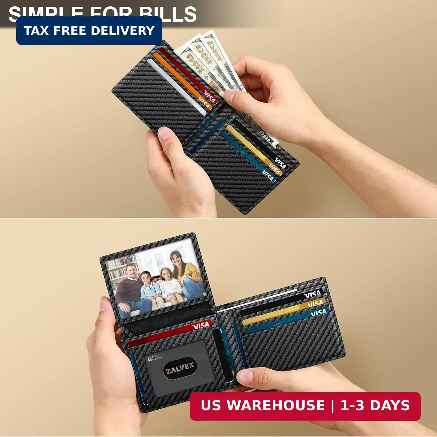 Wallet for Men Slim RFID Blocking Leather Credit Card Holder Wallet for 14 Cards