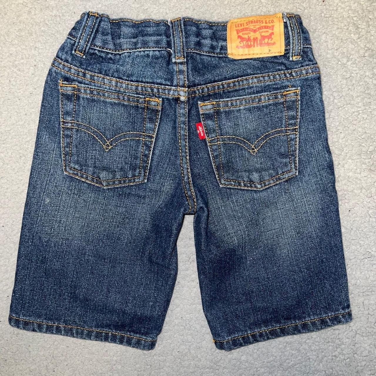 VTG Levi’s Shorts Toddler Sz 3T Blue Denim Batwing Adjustable Waistband Jorts