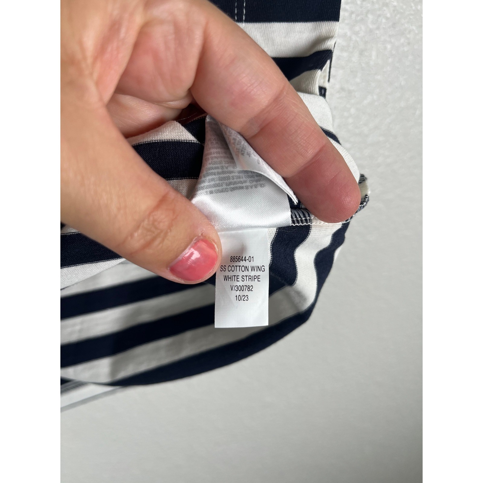 Banana Republic Cotton Sharp-Shoulder Top Striped Navy White XXS Petite