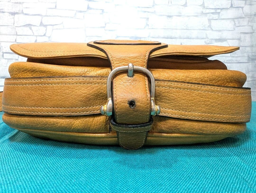 CELINE Shoulder Bag Embossed Leather Horse carriage logo Vintage Auth From Japan
