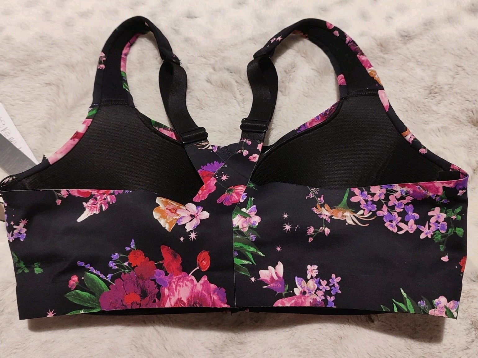Victoria’s Secret On Point High Support Sports Bra 34D Floral Zip Front NWT
