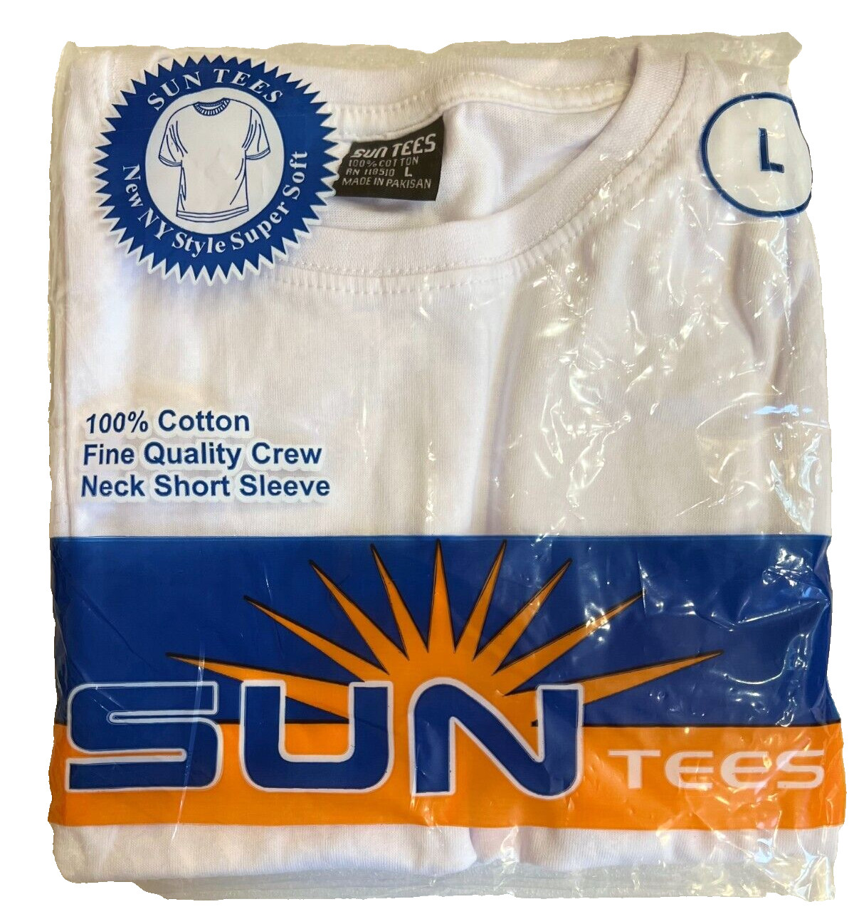 6-Pack SunTees Heavy Cotton White T-Shirts Crew Neck Short Sleeves