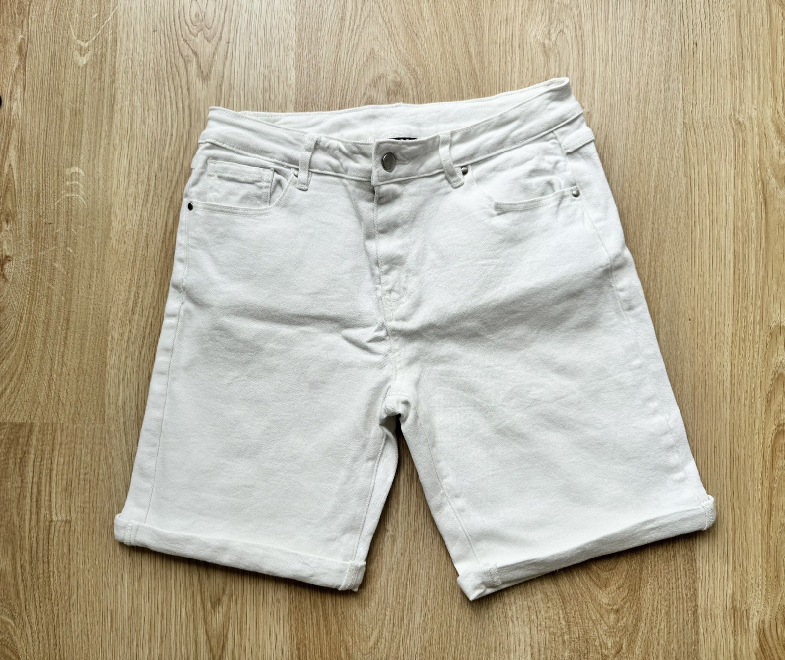 Roman White Cotton Stretch Shorts with Turn Up Hem Size UK 14