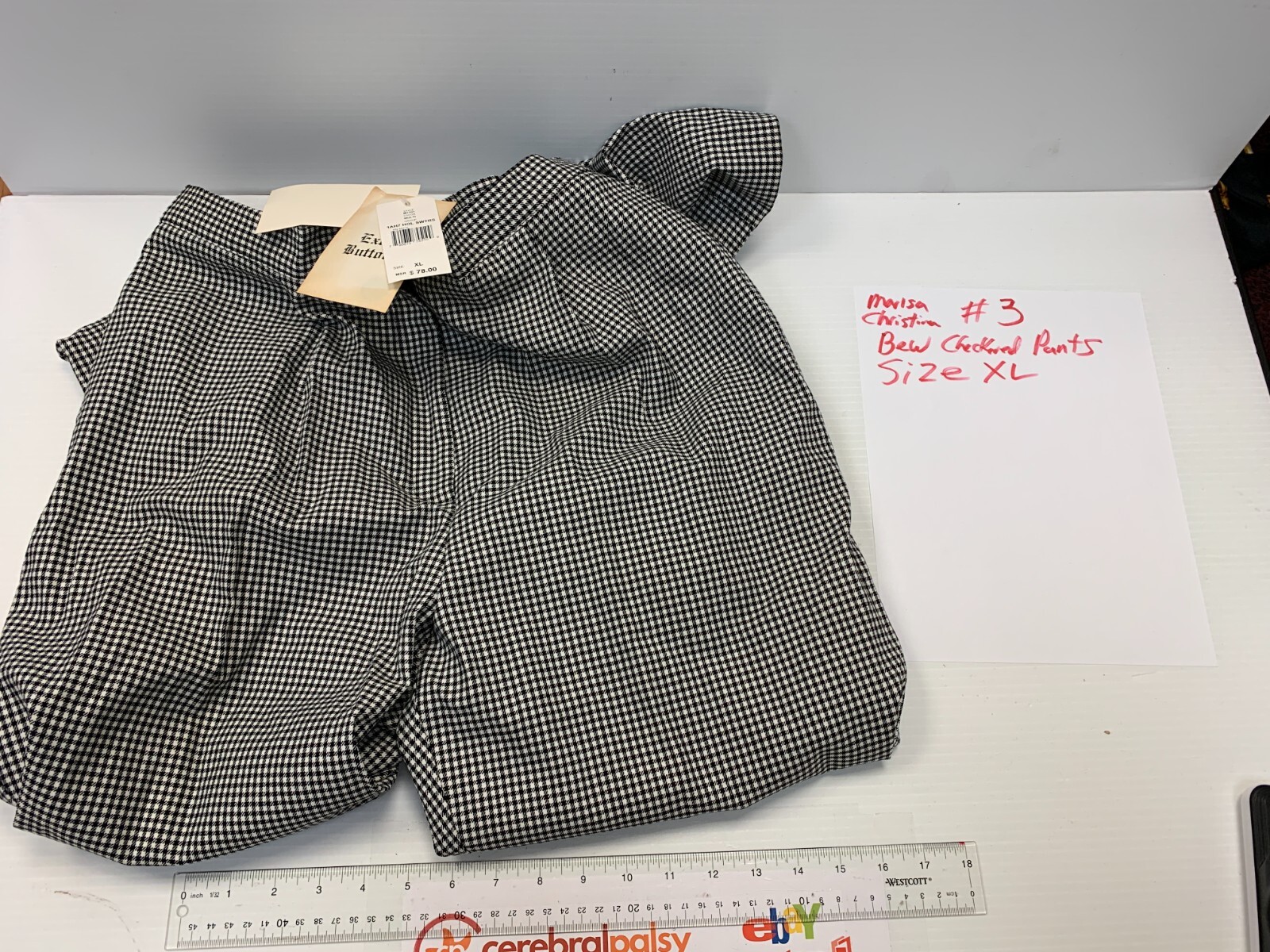 Marisa Christina Woman Black & White Checkered Pants Size XL – NWT – #3