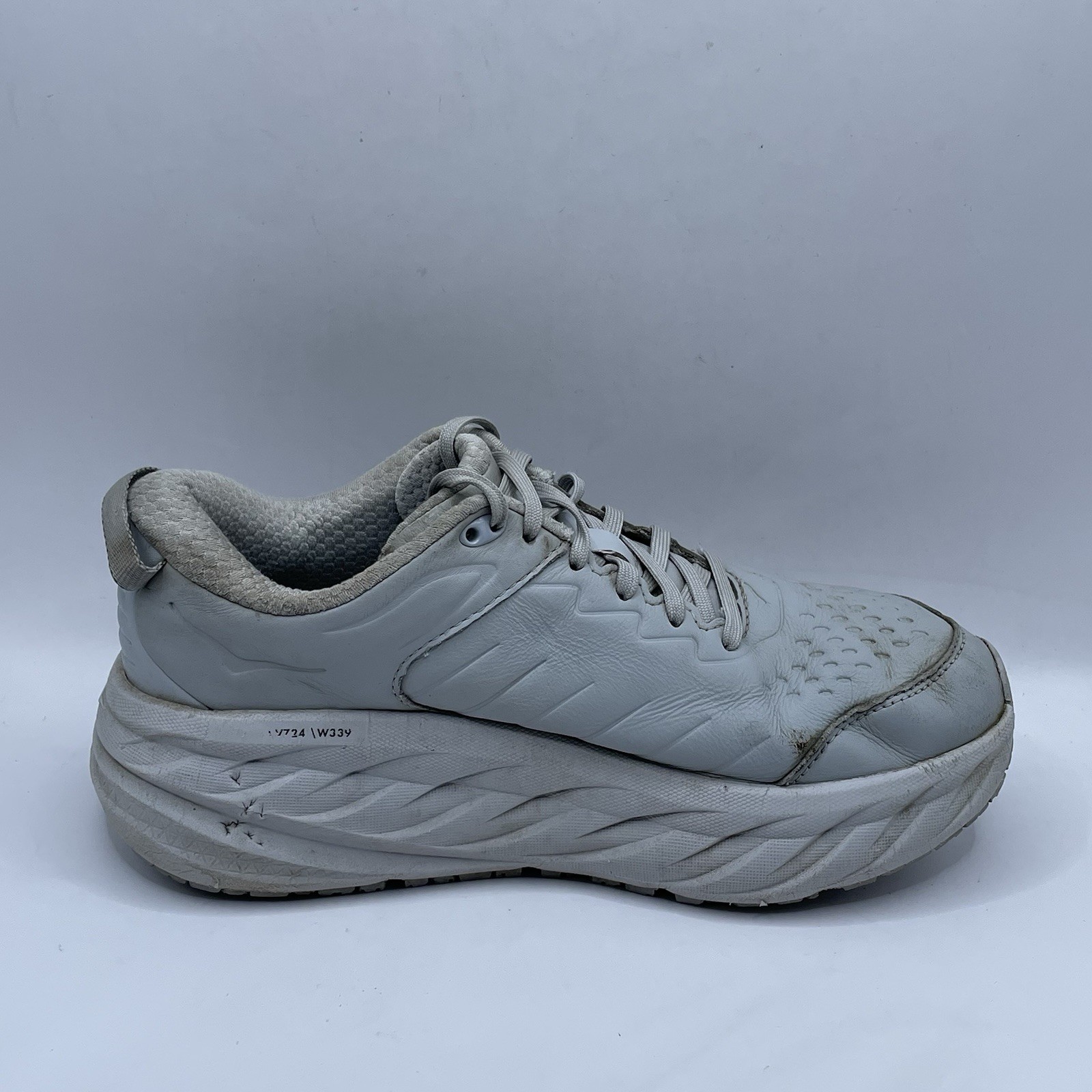 Hoka One One Bondi SR Wide Lace-Up Leather Work Sneakers Gray Women’s Sz 8 D