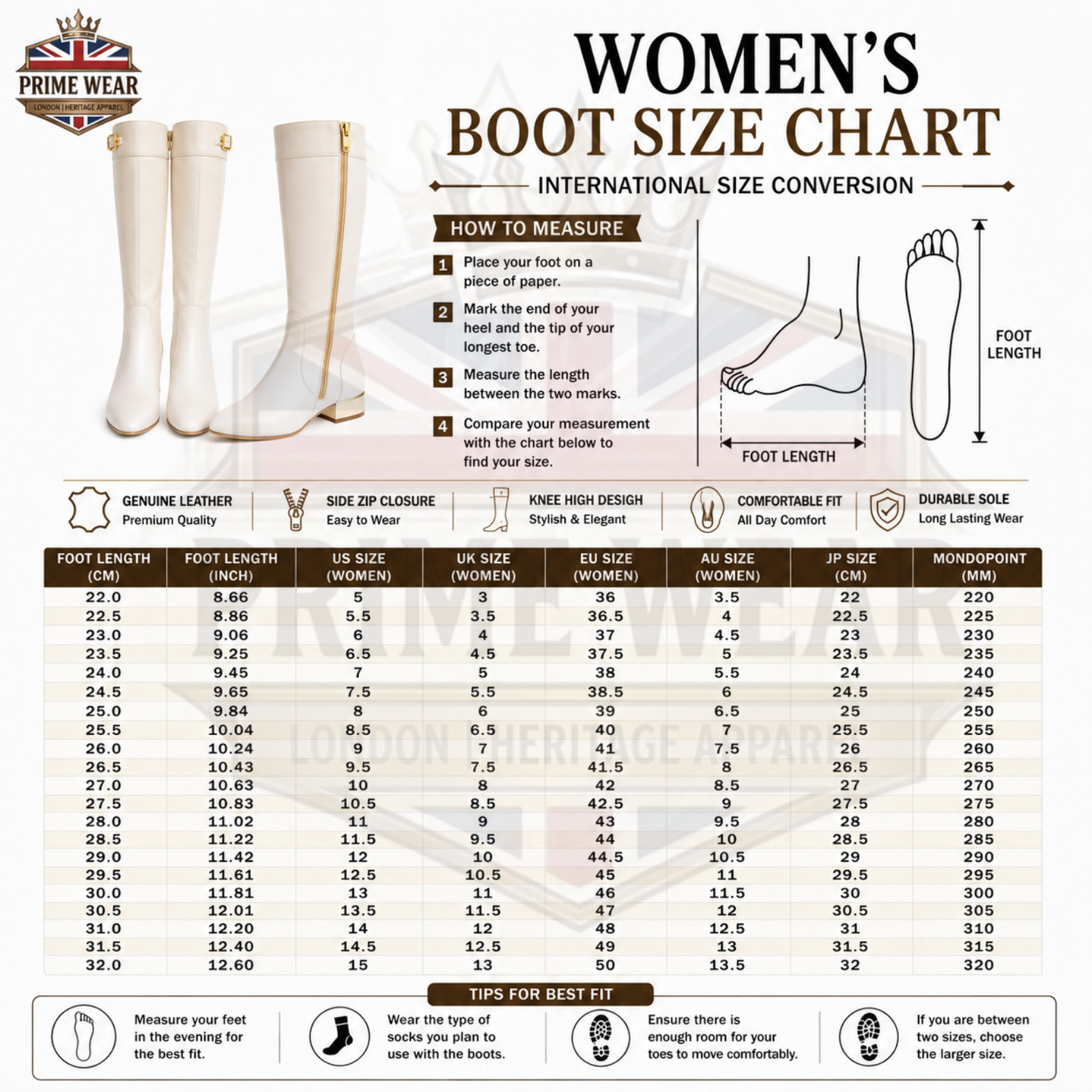 Womens Ivory Genuine Leather Knee High Riding Boots Gold Zip Buckle Equestrian