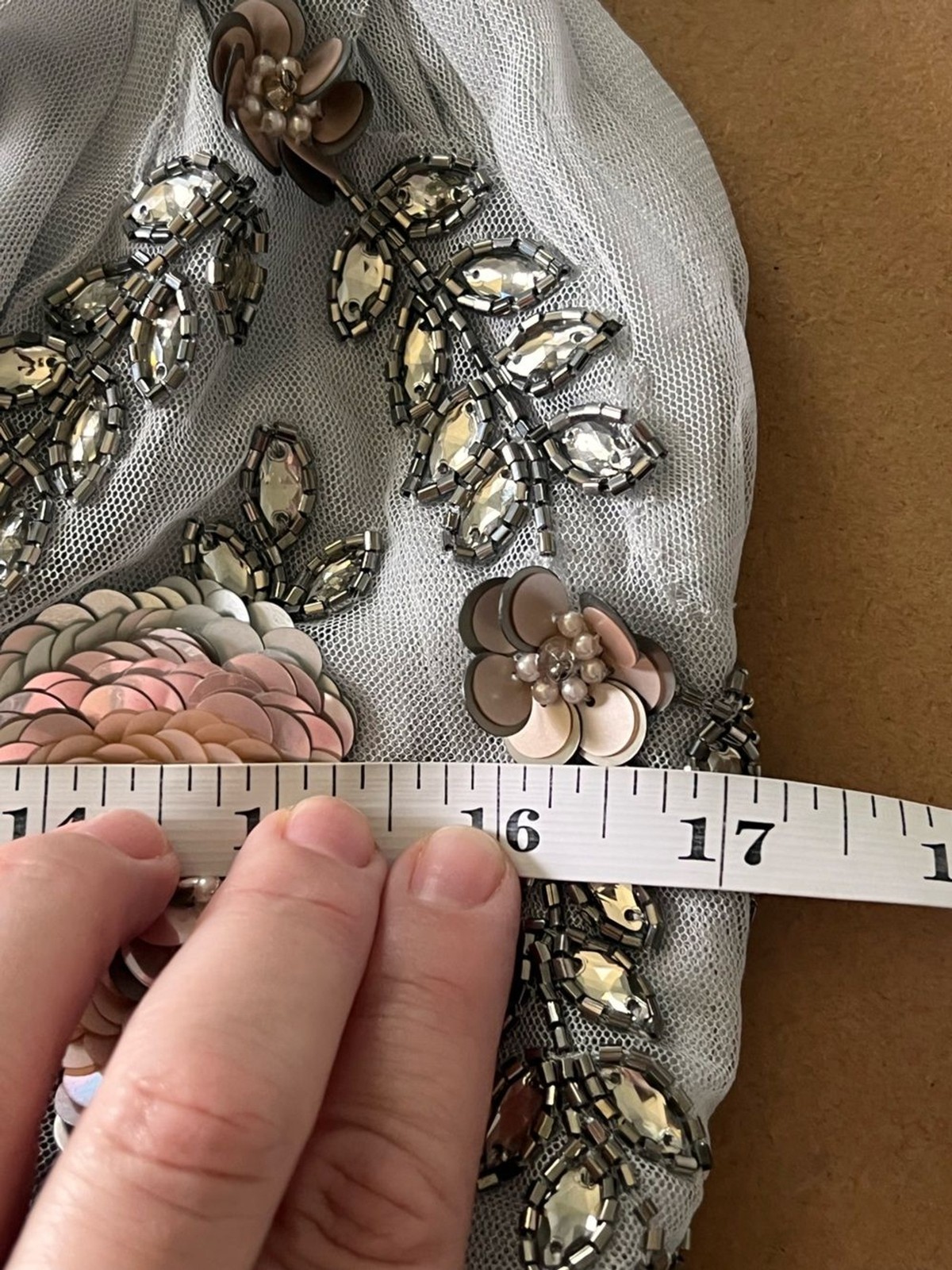 BHLDN Anthropologie Nymph Dress Beaded Tulle Gray size 12