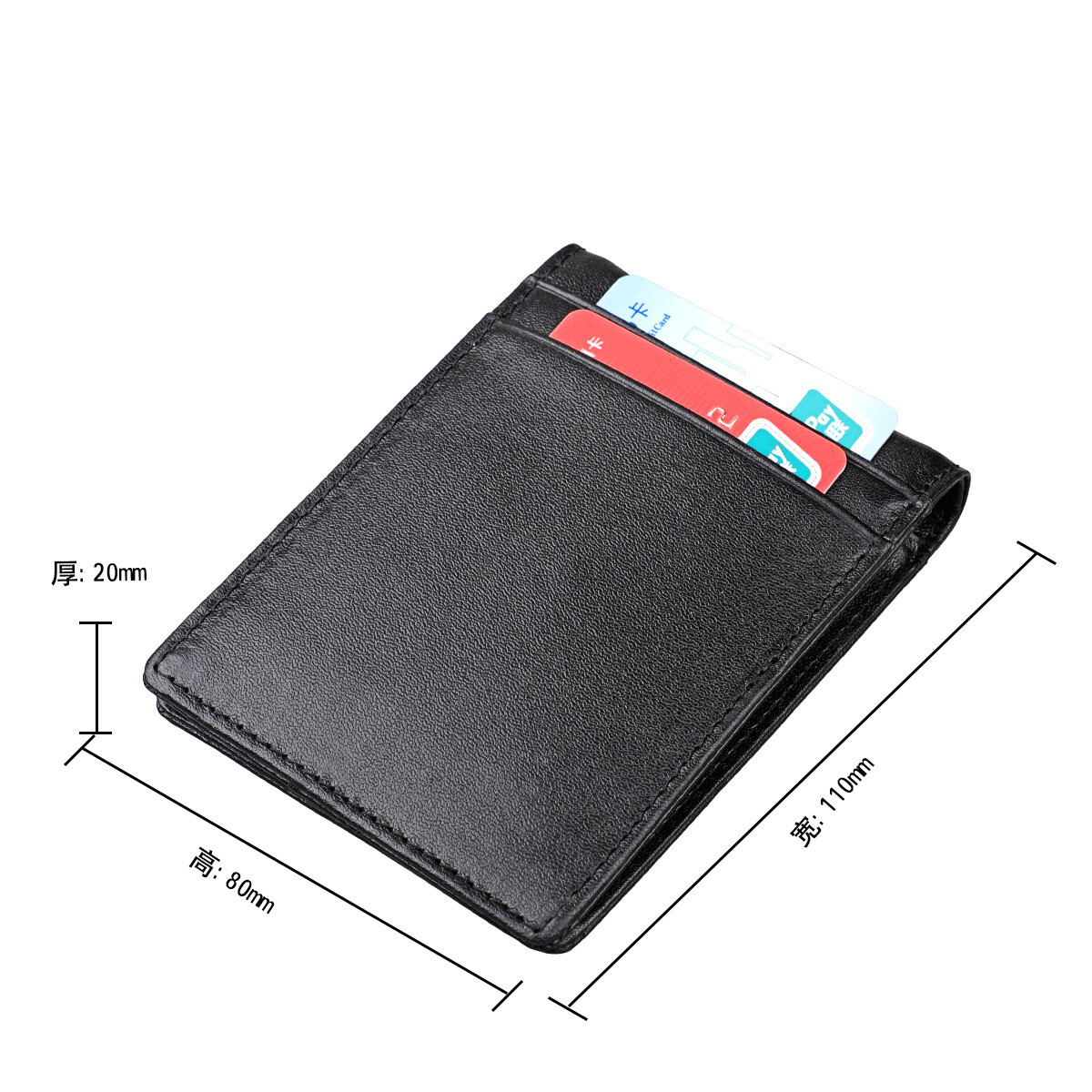 Mens Minimalist Money Clip Slim Bifold RFID Blocking Leather Front Pocket Wallet