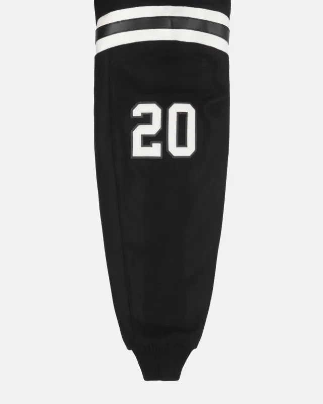 Stussy 80 Wool Varsity Jacket Black White Football Letterman Retro Rare Size