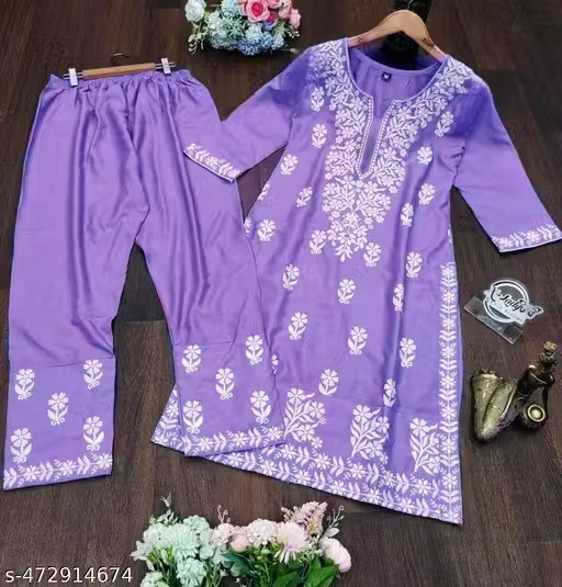 Readymad Chikanakari Kurta/kurti and plazoo Set for Women’s Party Festive Outfit