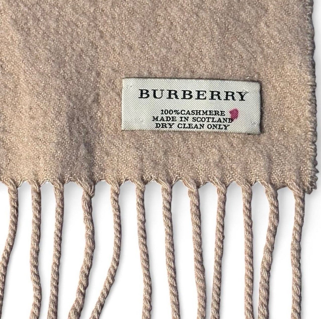 Vintage Tan Burberry Scarf With Embroidered Logo 100 % Cashmere