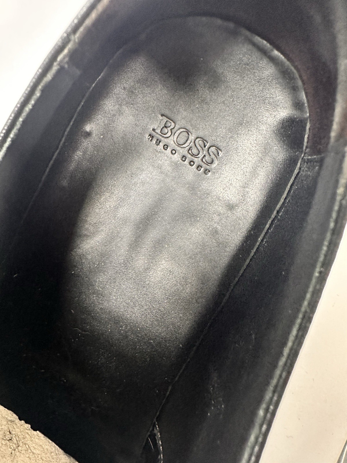 BOSS Hugo Boss Black Leather Cap Toe Lace-Up Oxford Dress Shoes Men’s 10.5