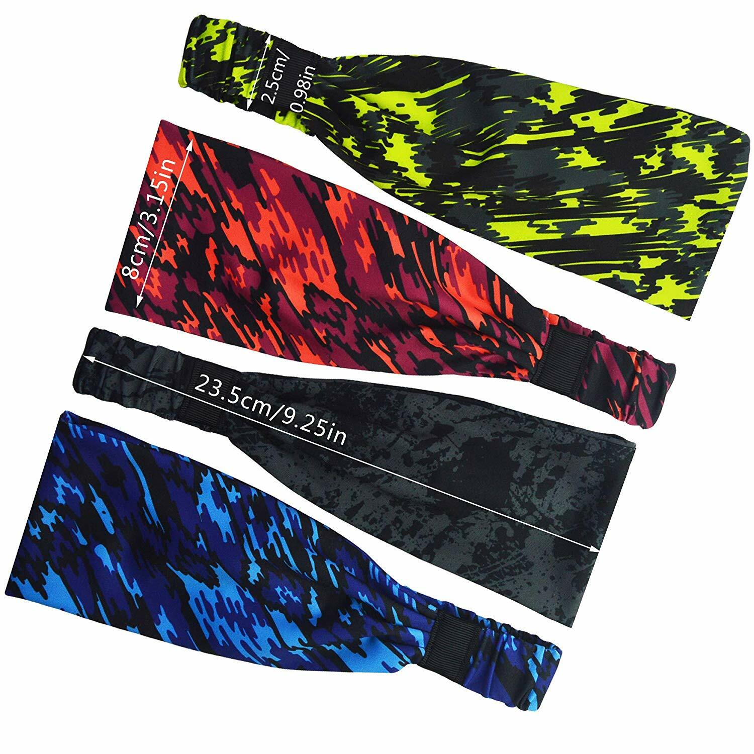 Yoga Sports Sweatband Wide Women Men Headband Hair Band Elastic Head Wrap Turban