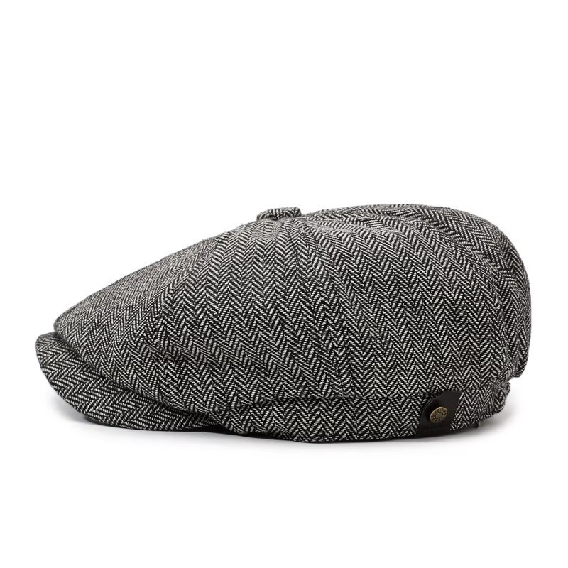 Newsboy Hat Flat Cap Driver Herringbone Tweed Plain Wool Baker Boy Classic Golf