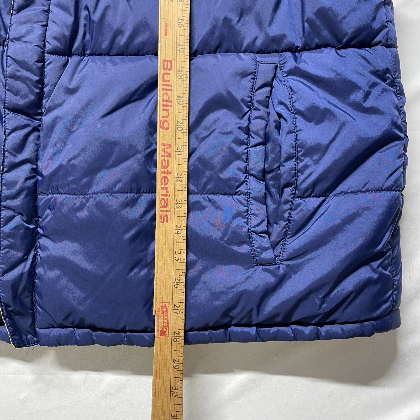 Vintage Puffer Jacket Vest Men’s XL Blue Yellow Zip Quilted Hipster Streetwear