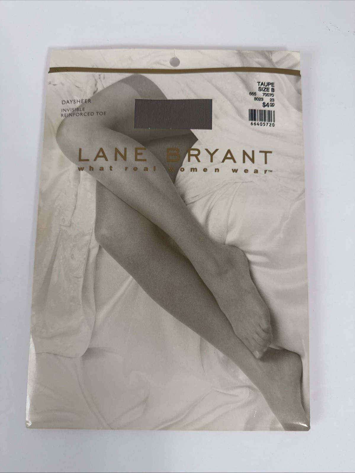 Lane Bryant Daysheer Control Top Taupe Invisible Reinforced Toe Size B Pantyhose