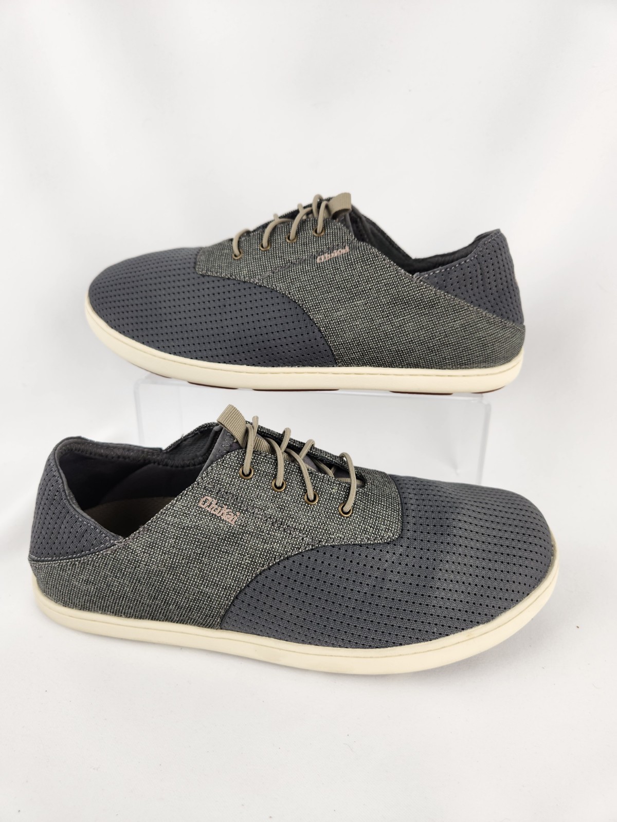OluKai Men’s Nohea Moku Sneaker Size 9.5 Grey Shoes Slip On Loafer Boat Beach