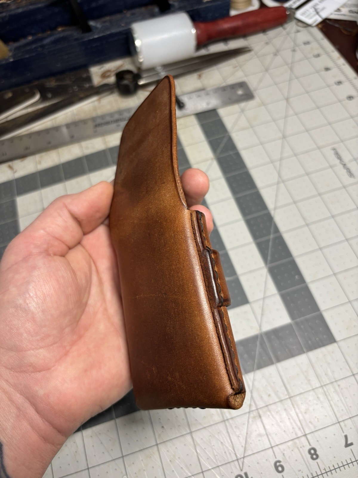 Handmade Leather Vertical Pocket Flap Wallet – Slim & Durable