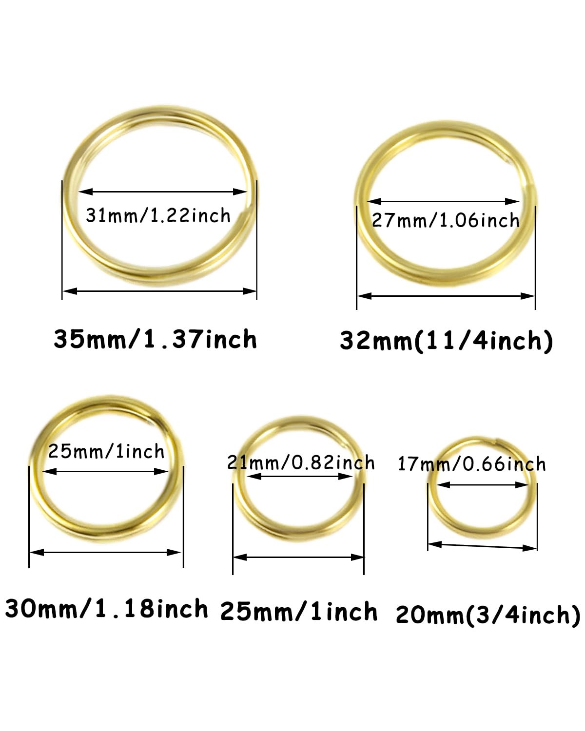 Bluemoona 10 Pcs – Brass Round Edged outside dimensions :20mm(3/4″), Gold