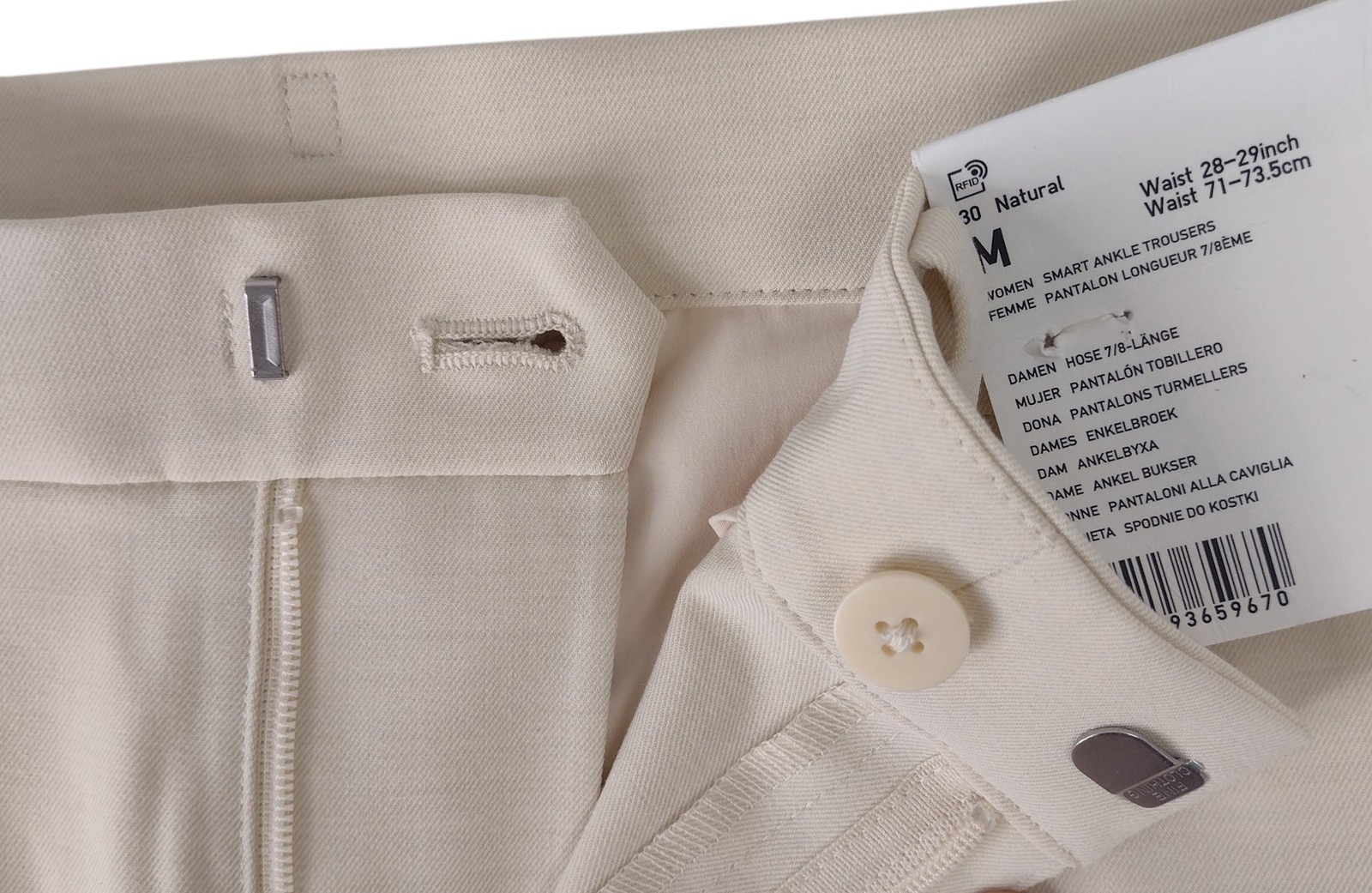 Uniqlo Smart Ankle Trousers Women M Natural Polyester Blend