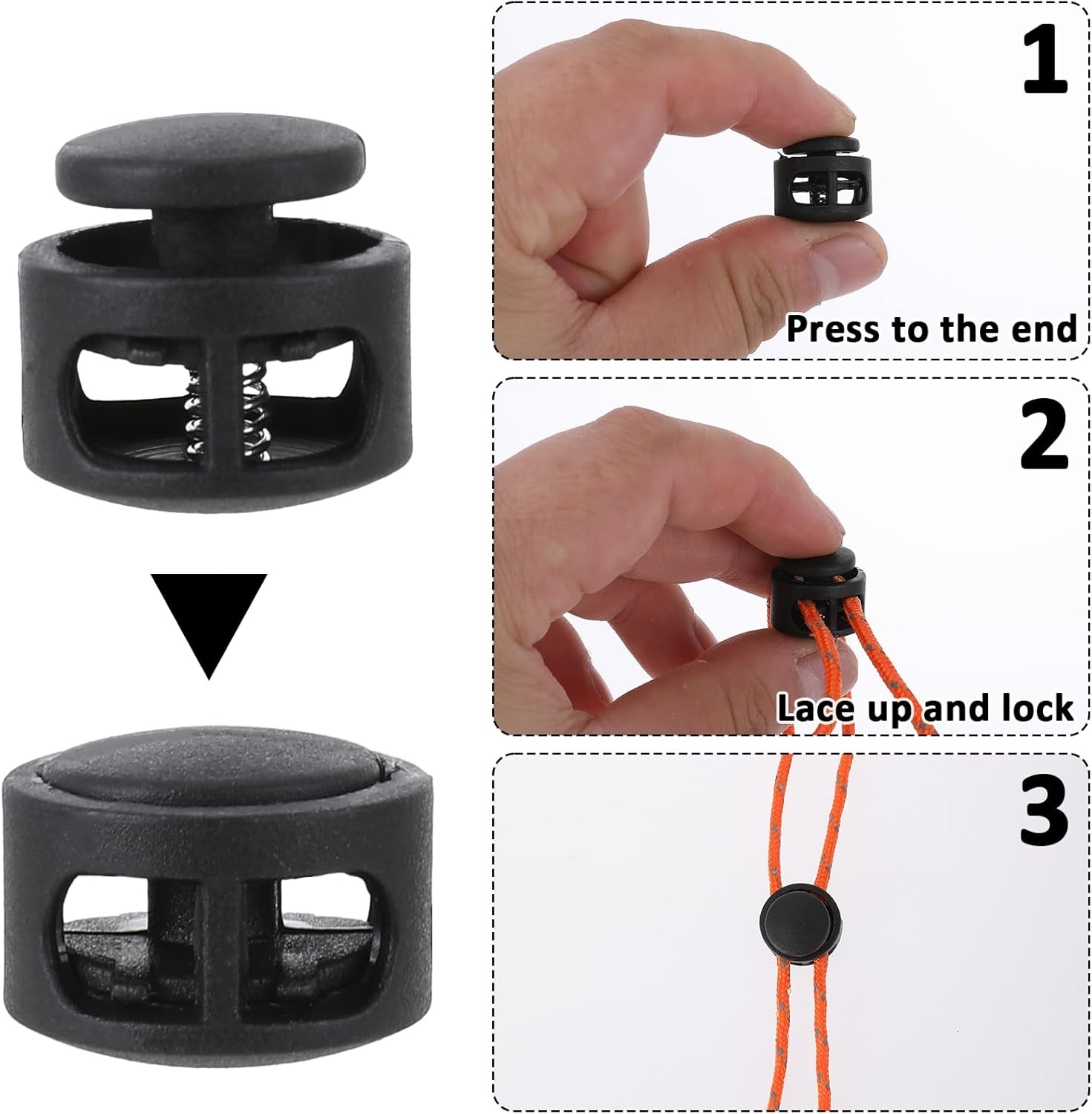 10 Pcs Elastic Shoe Lace Locks for Drawstrings – Secure & Easy to Use