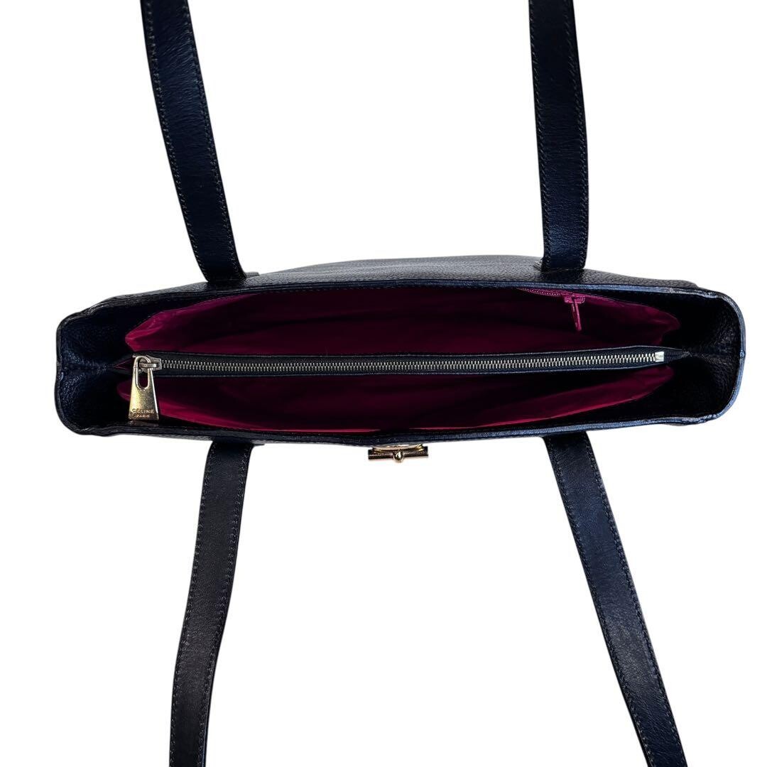 CELINE Tote bag Leather Black Vintage Authentic From Japan
