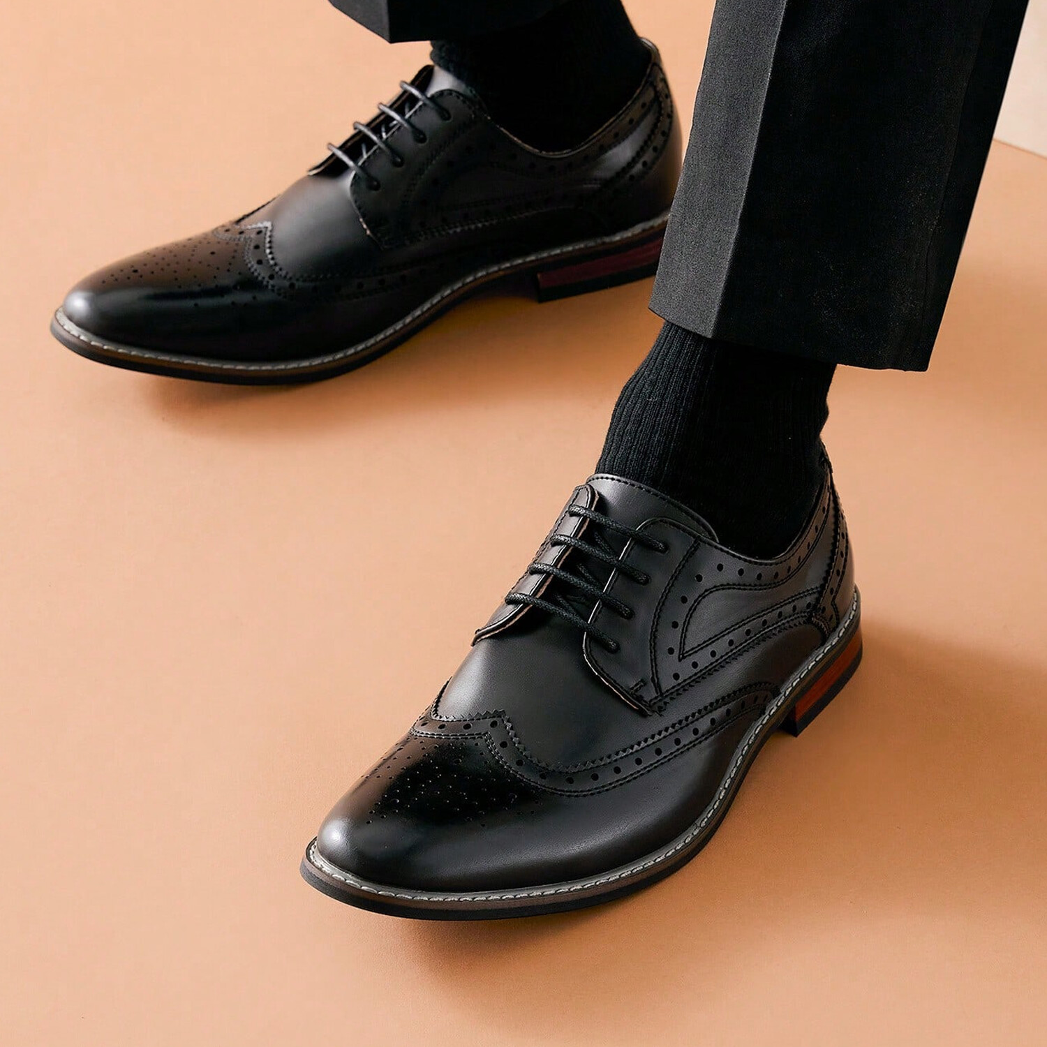 Men’s Dress Shoes Classic Business Formal Oxford Wingtip Lace Up Shoes Size US