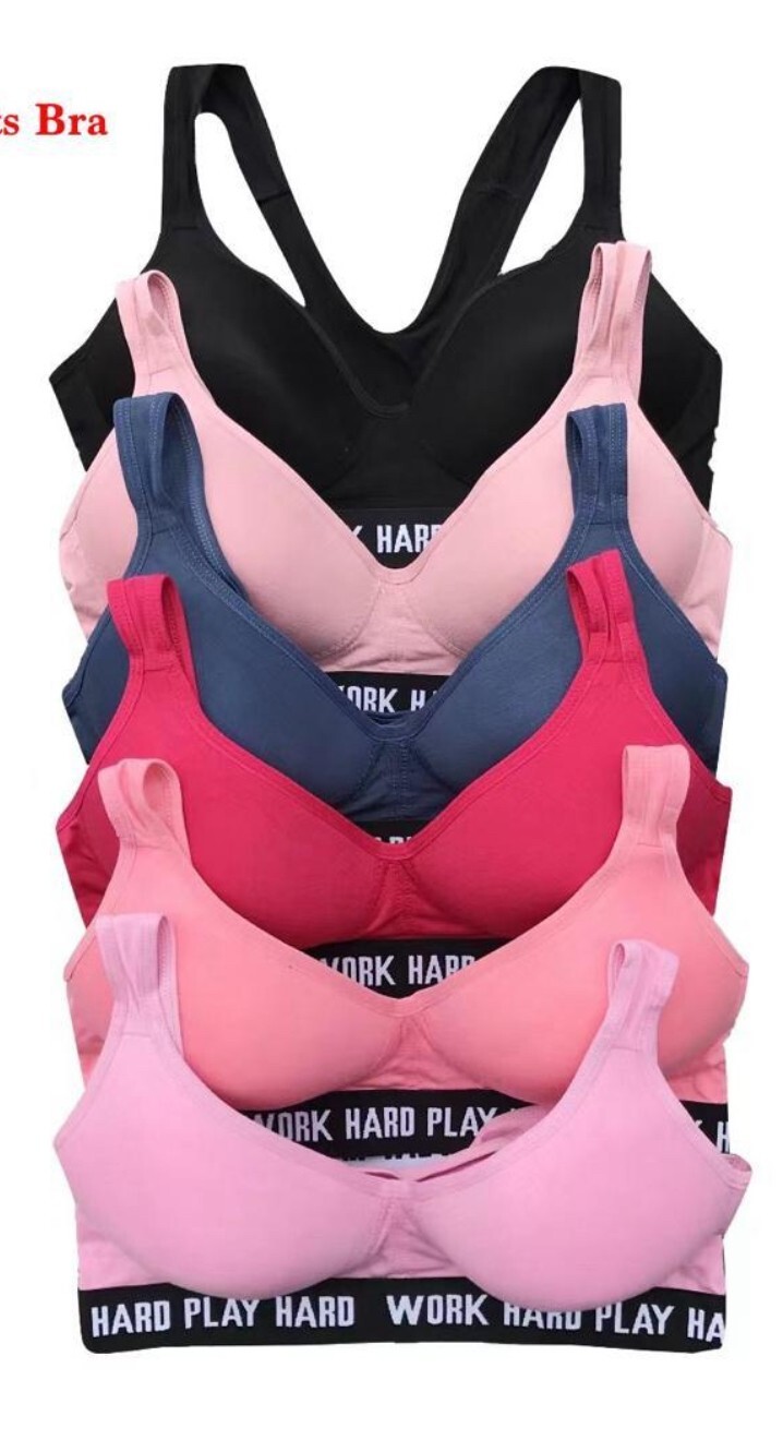 3- 6 Women’s Sports Bras Yoga Racer Back Molded Cup Bra 6648 High impact workout