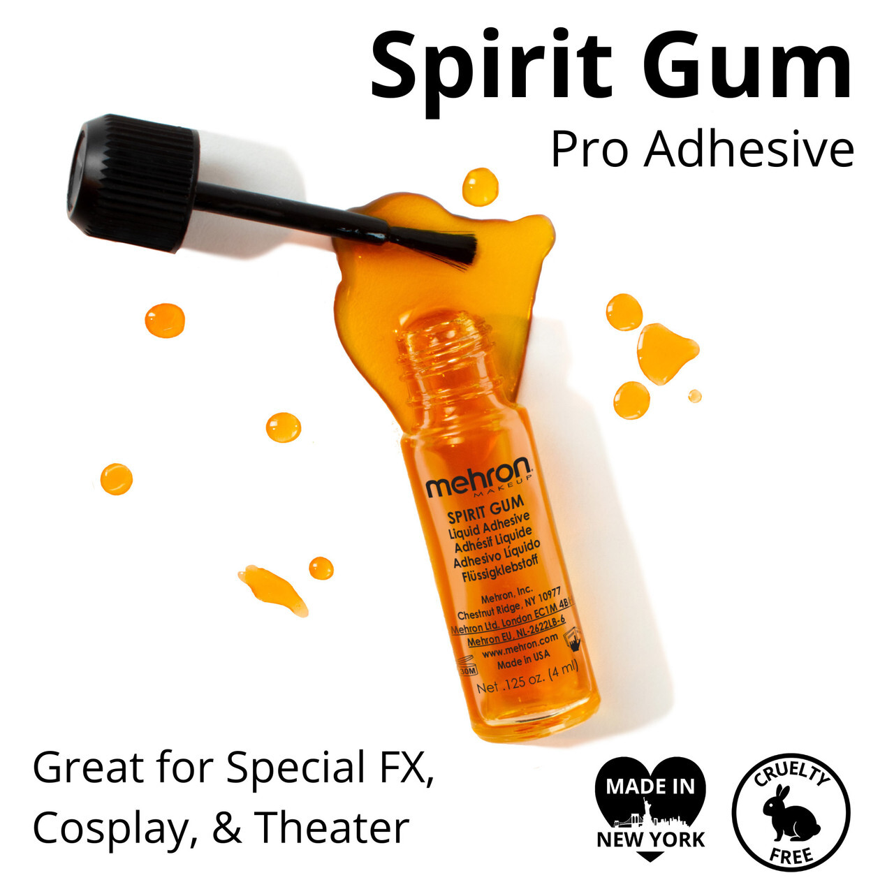 Spirit Gum with Remover Stage Theatrical Mehron Makeup Adhesive Kit New