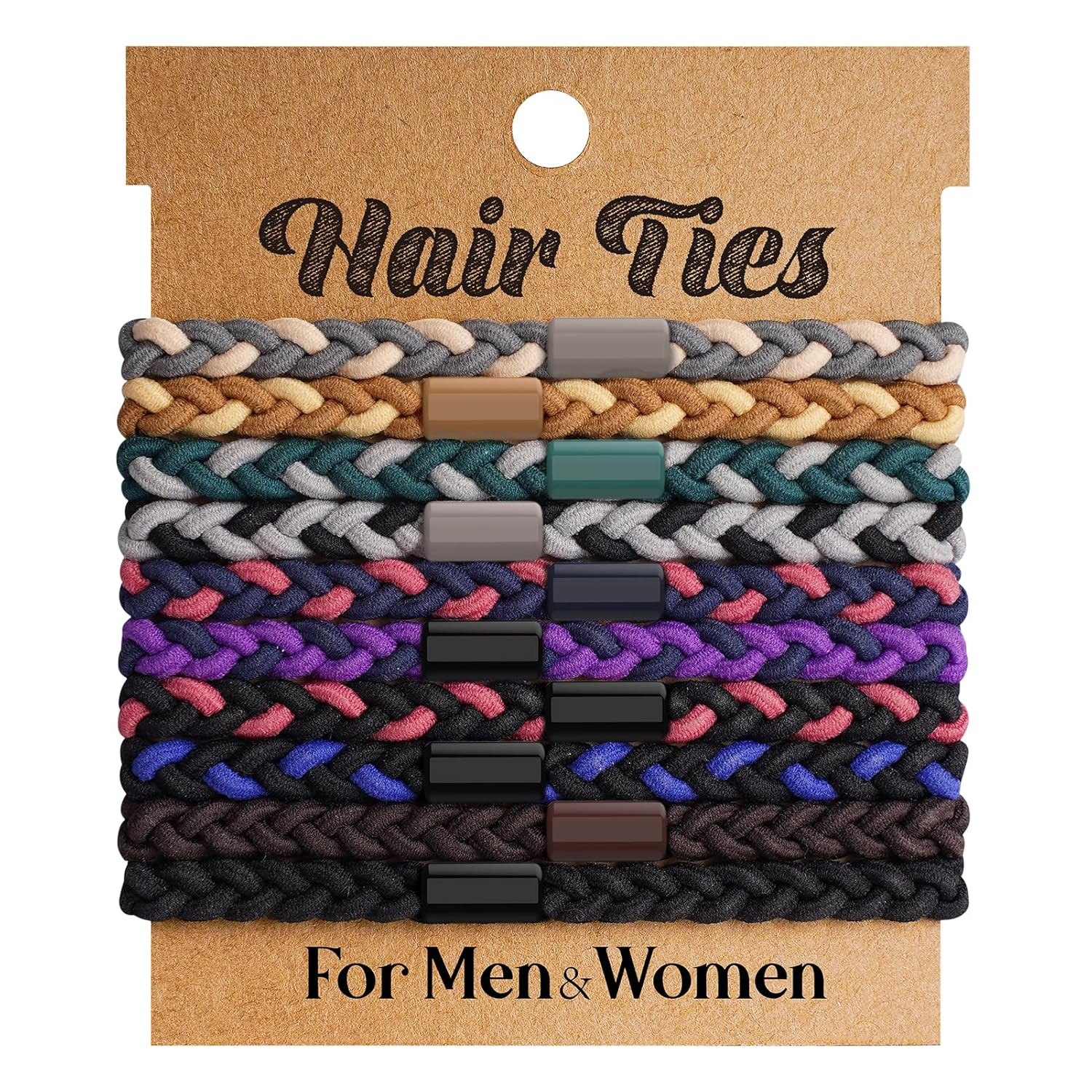 10Pcs Braided Hair Ties for Thick, Curly Hair – No Crease Coils for Men’S Buns &