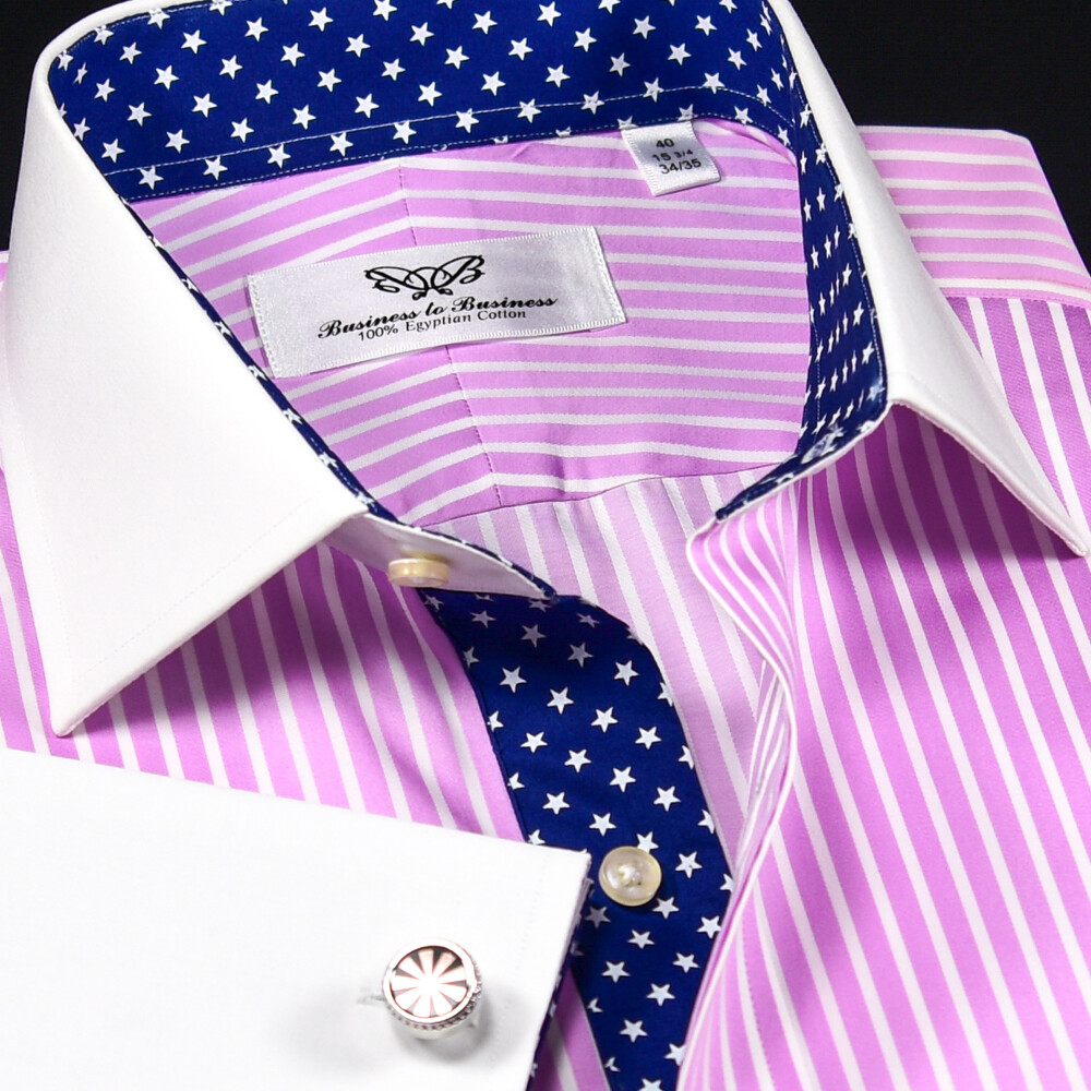 Pink Winchester Stripe Unique Designed Stars Inner Lining Business Shirt Smart