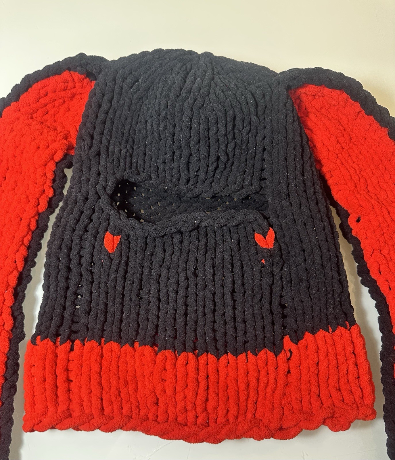 Knitted Fluffy Winter Warm Hat with Long Rabbit Ears Beanie Cute Handmade