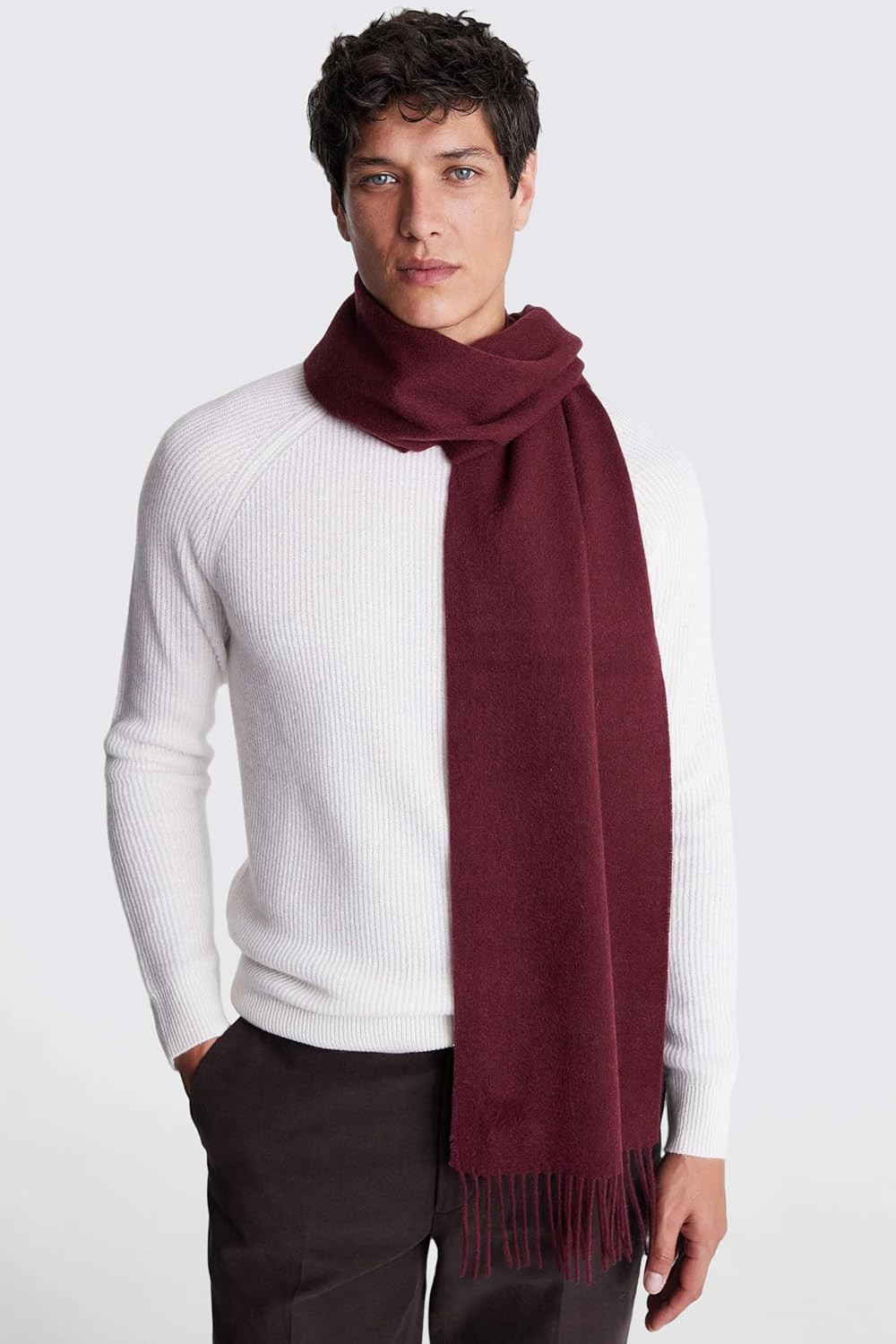 Winter Scarf for Men Women – Soft Warm Cashmere Feel Scarves Medium Brugundy