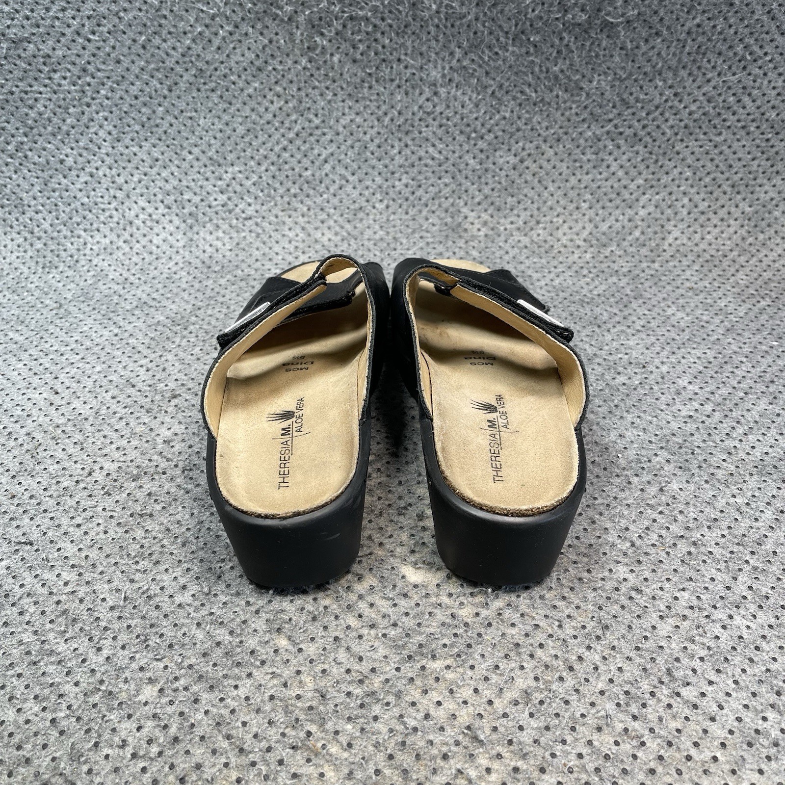 Theresia M Aloe Vera Black Leather Sandals Size 5.5 Women’s