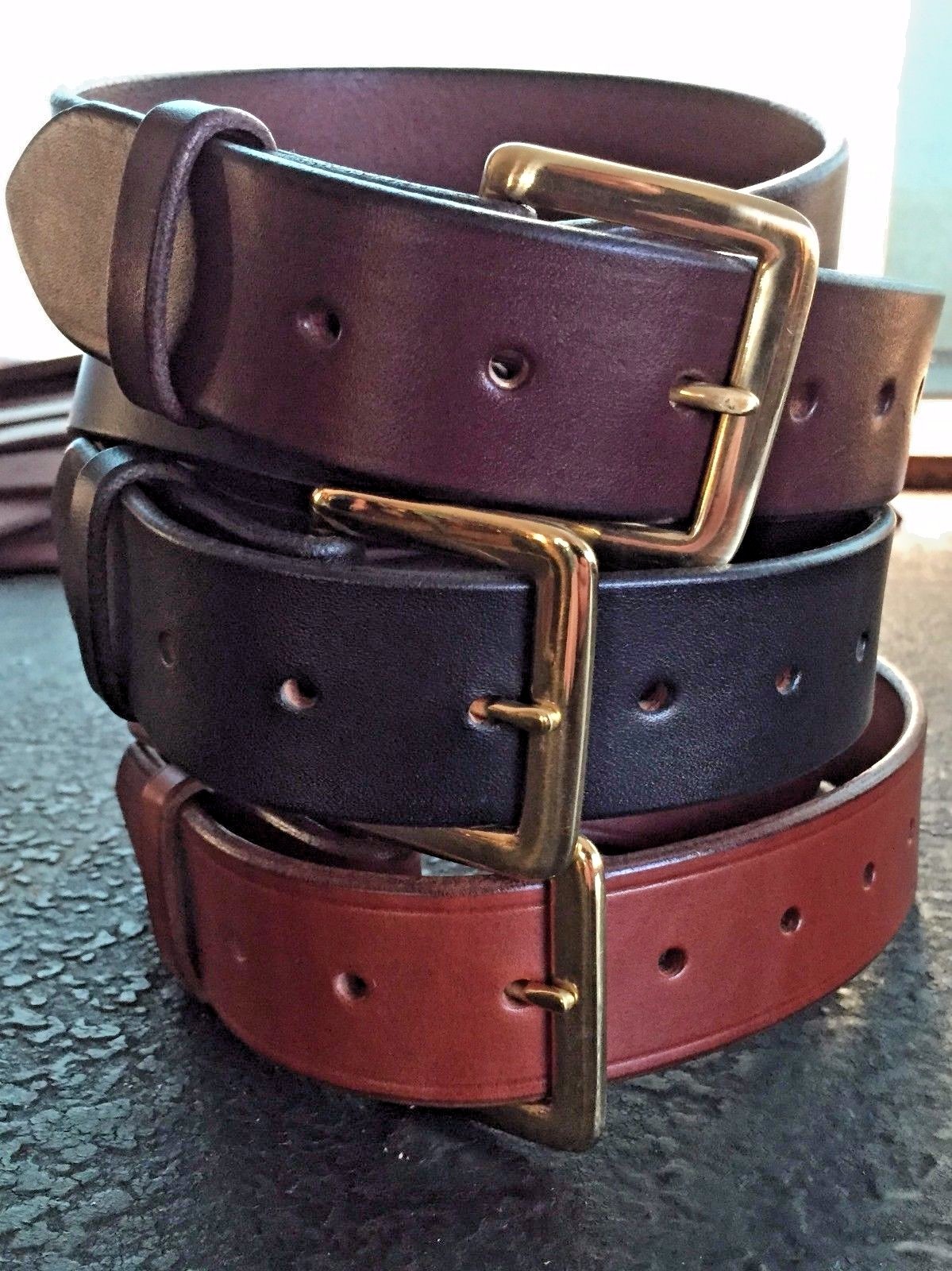 1 1/2″ HEAVY REAL LEATHER WORK GUN CCW HOLSTER DRESS BELT-AMISH HANDMADE-1.5