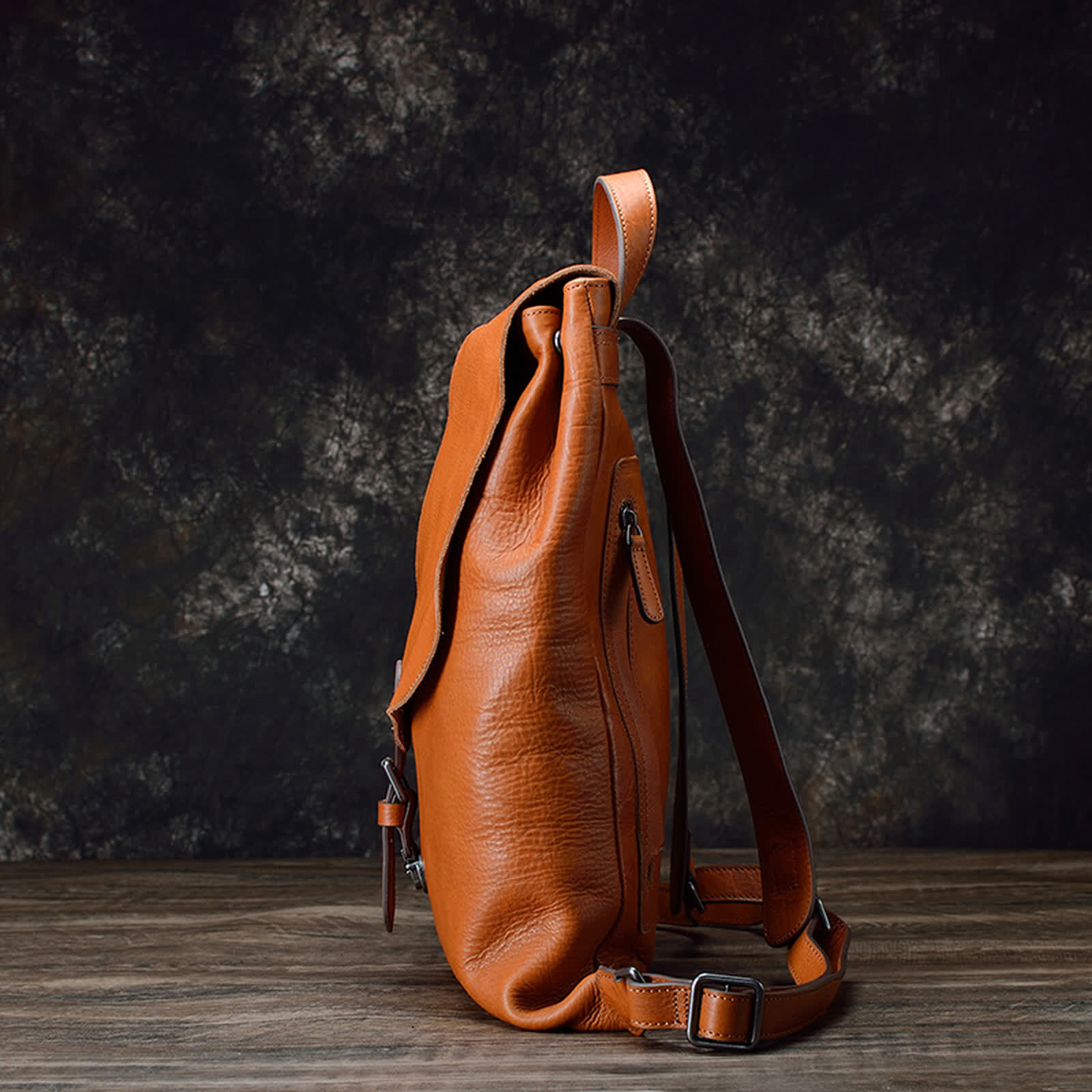 Erivis Women’s Brown Backpack Leather Durable Buckles Zipper Pockets