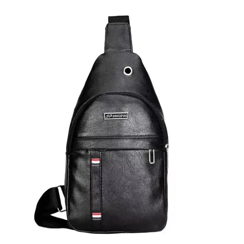 Men’s PU Leather Sling Bag Crossbody Chest Pack Travel Shoulder Messenger Bag