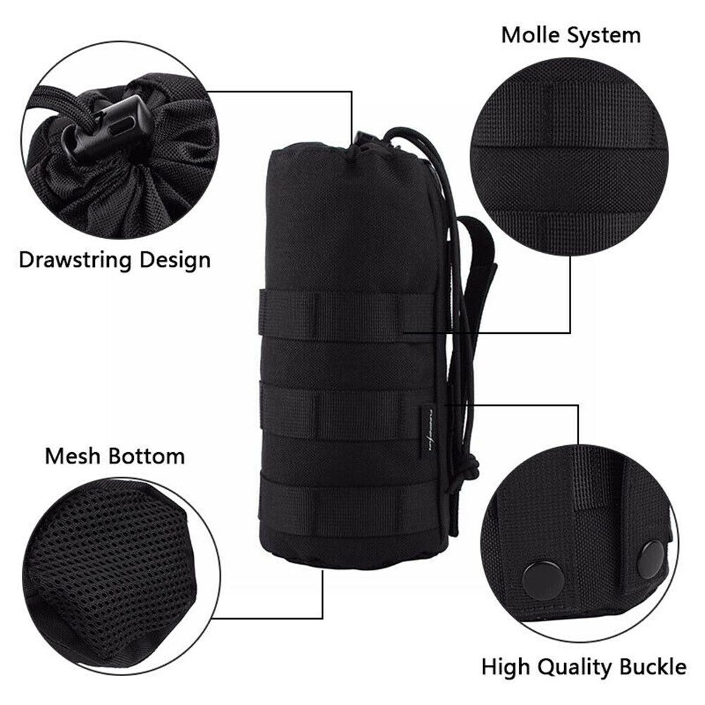 Outdoor Tactical Molle Water Bottle Bag Military Hiking Belt Holder Kettle Pouch
