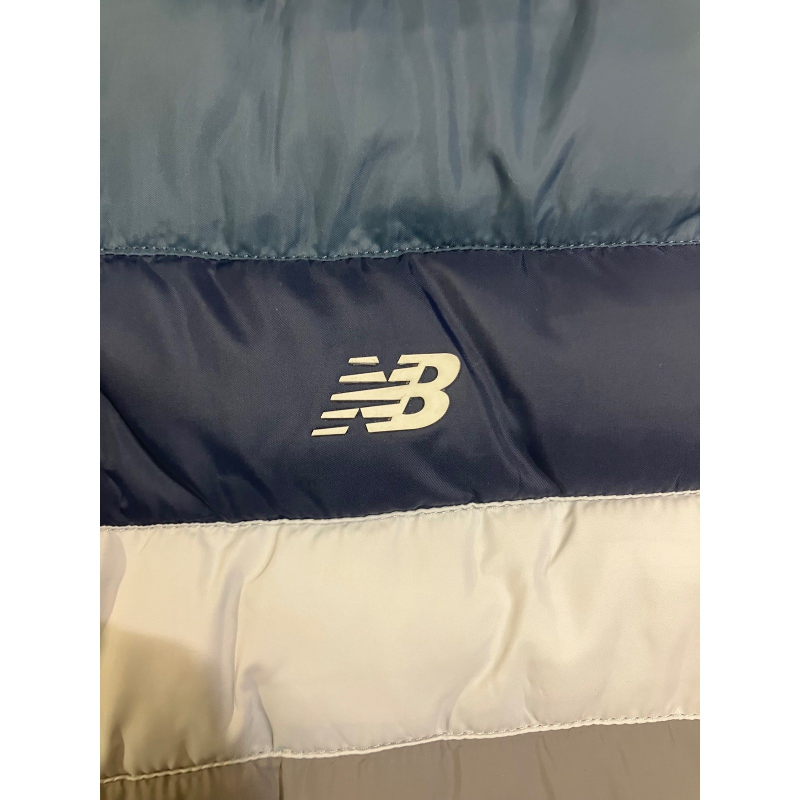 New Balance Mens Puffer Vest Blue Colorblock Full Zip Insulated Large P.O. 8728