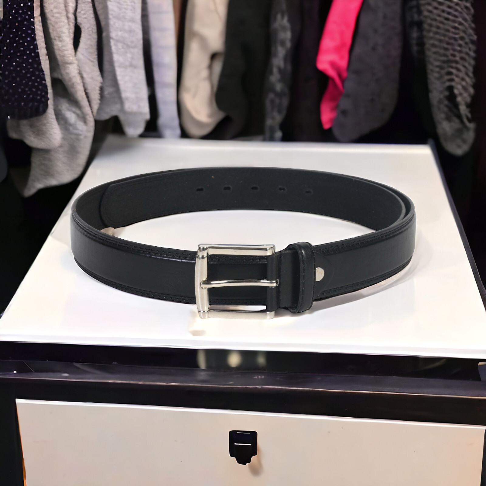 Leatherboss Genuine Leather Men Big and Tall Size 46″ – 64″ Jeans Belt, Black