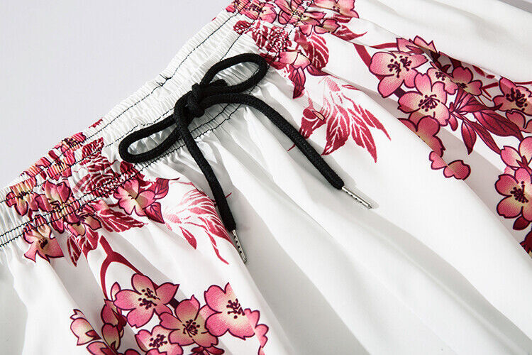 Niepce Pink Flowers Japanese Streetwear Lightweight Harem Pants