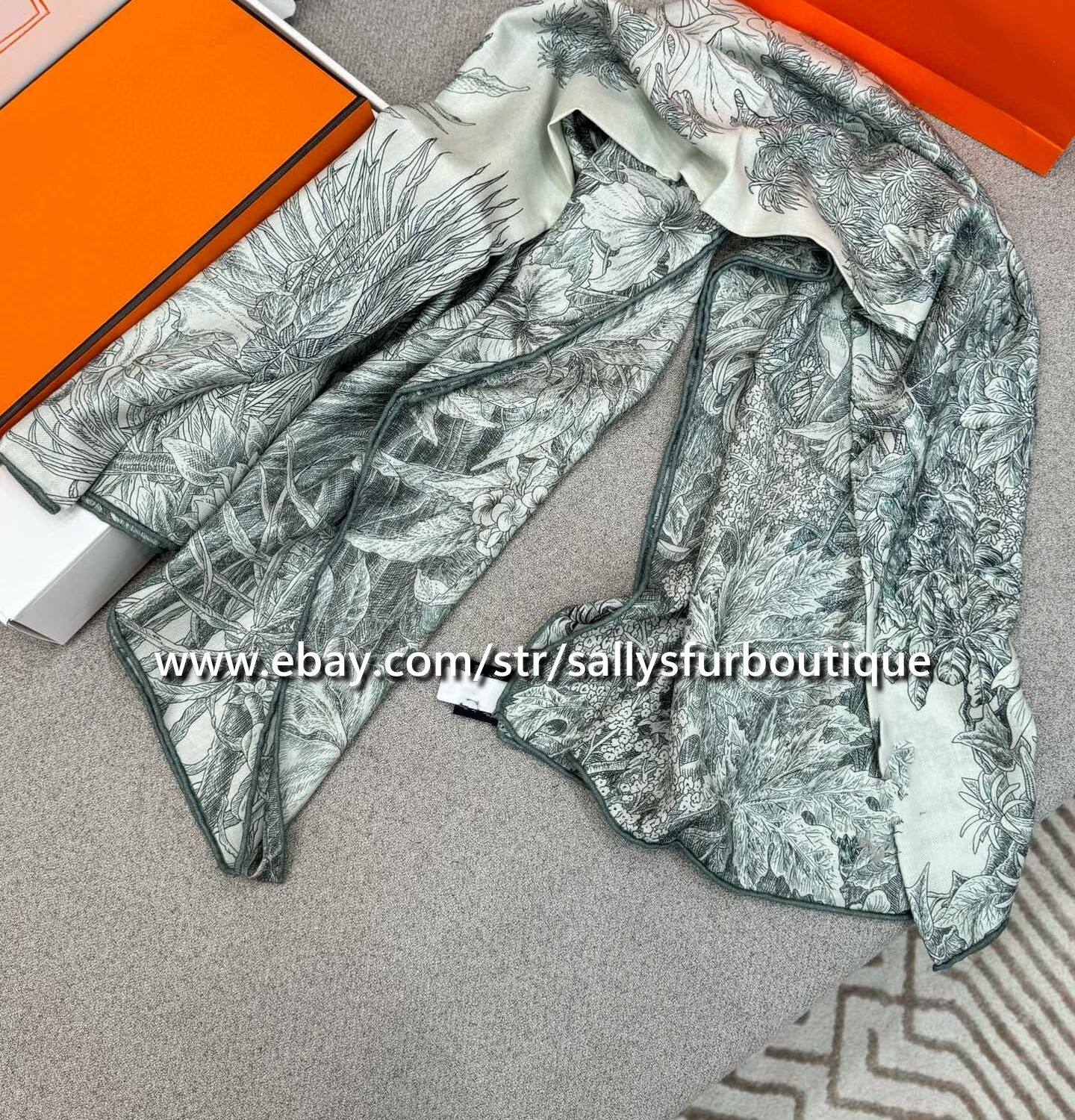 Sallys 70% Cashmere & 30% Silk Wrap Scarf Garden Print Double Face Shawl 53″
