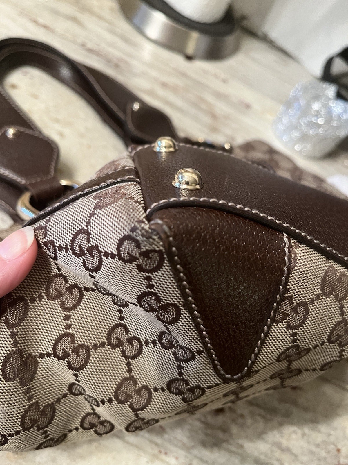 Authentic Small Gucci Canvas Abbey Tote