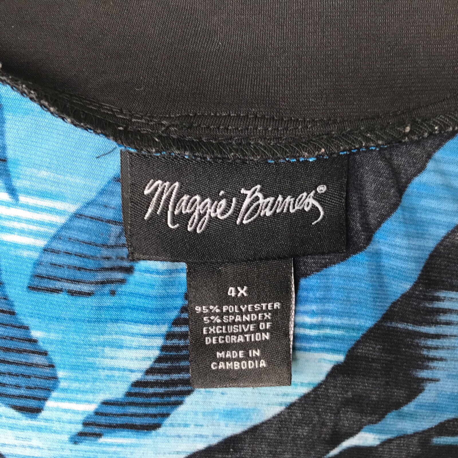 Maggie Barnes Blue Tunic Top Shirt Size 4X Pullover Knit Beaded 3/4 Sleeve