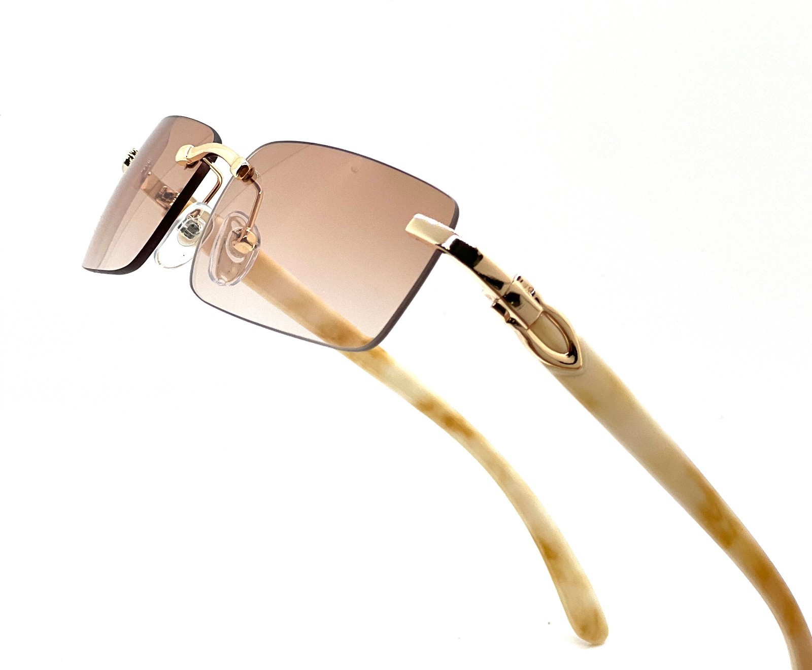 Mens Classy Style Wood Buff Retro 90s Hip Hop Rapper Gangster Rimless Sunglasses