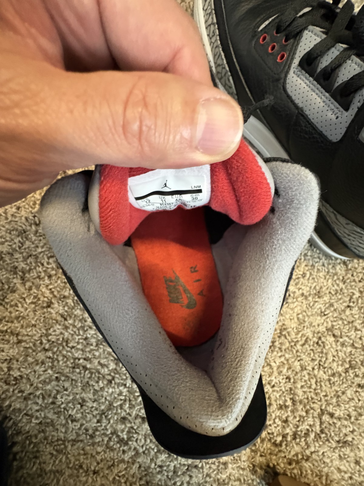 Air Jordan 3 Retro Black Cement 2018 Men’s Size 12 – Used Good Condition – OG