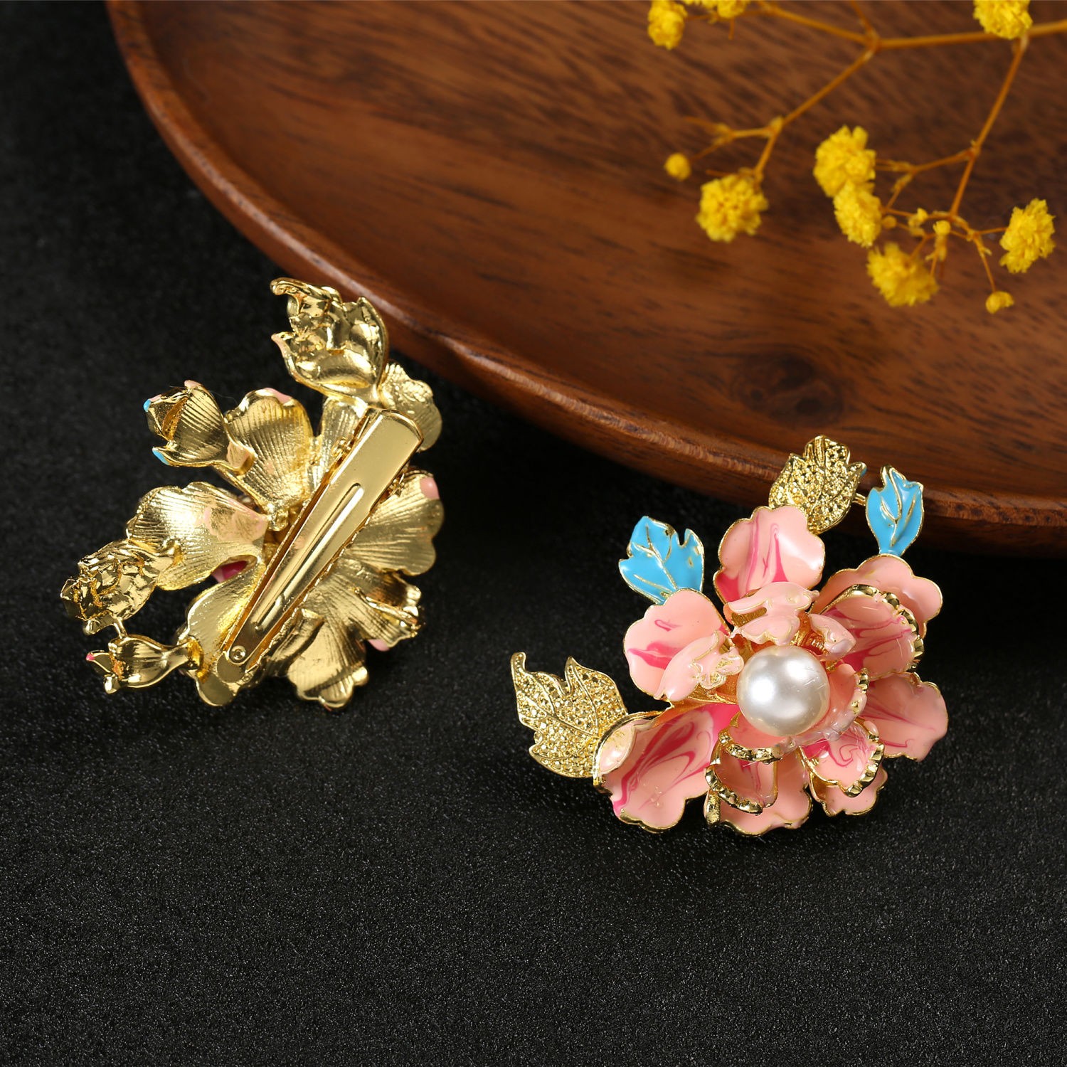 Peony Flower Pearl Hair Clip Handmade Retro Chinese Style Hair Accessories1 Pair