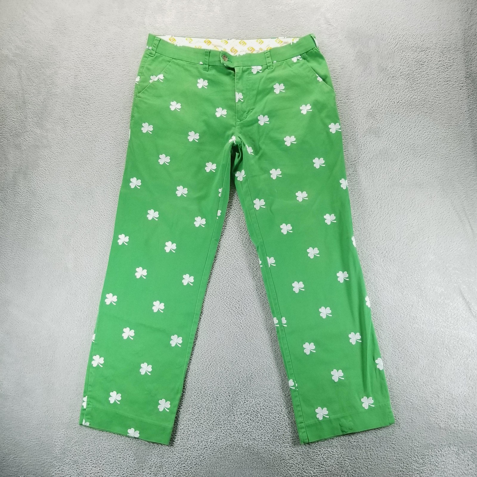 Loudmouth Pants Mens 36×30 Green Shamrock Chino Golf St Patricks Day Irish